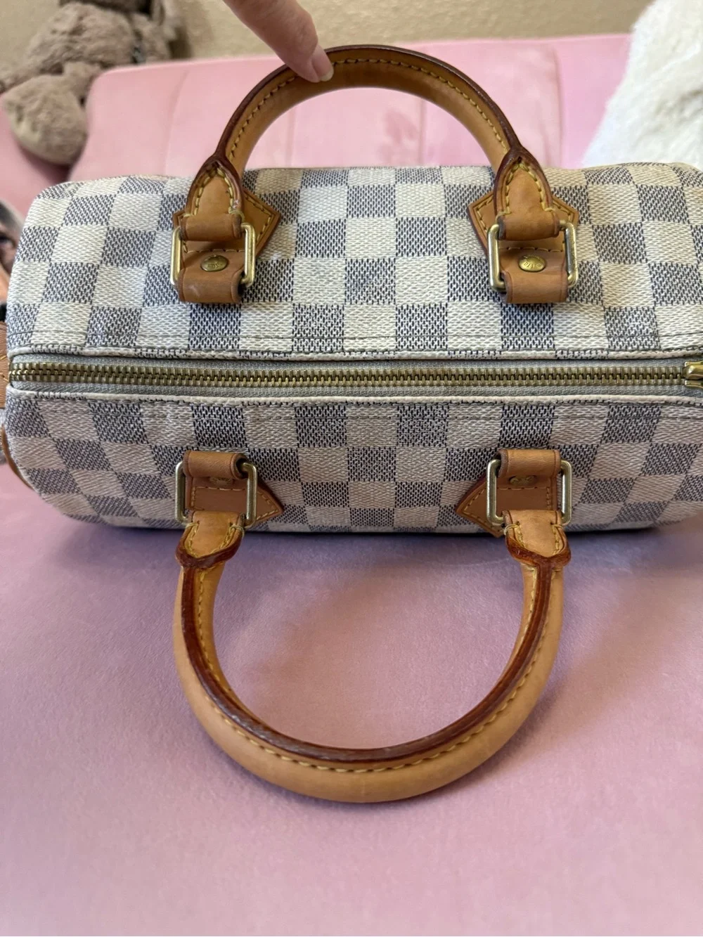 💯Authentic! Louis Vuitton LV Damier Azur Speedy 25.